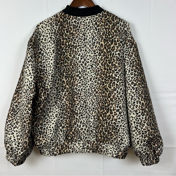 NWT Anthropologie Leopard Print Full Zip  Bomber Jacket SZ  XL - Picture 6 of 15